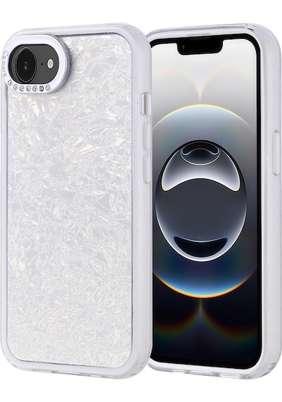 Ekılıf - Apple Uyumlu iPhone 16e - Kılıf Taşlı Tasarımlı Koruyucu Kapi Kapak - Gümüş - T36957 Gümüş