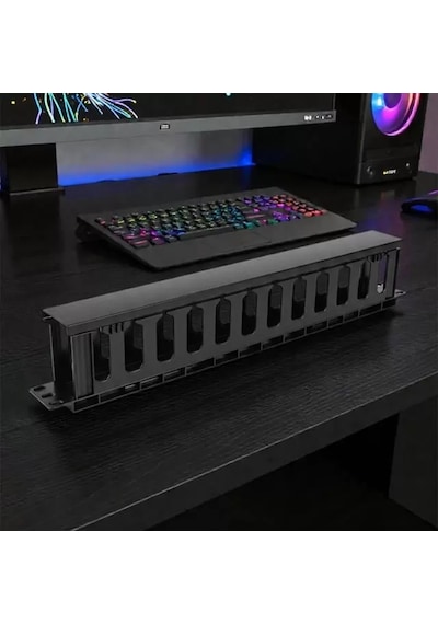 Sh Powermaster Td-l801-12 19" 1u Rack Kabin Yatay Kablo Düzenleyici Kapaklı Kanal Yandan Geçişli Najmaddin