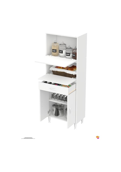 Vio 60 Cm Çekmeceli Kapaklı Çok Amaçlı Kiler Dolabı Ve Mutfak Düzenleyici Beyaz