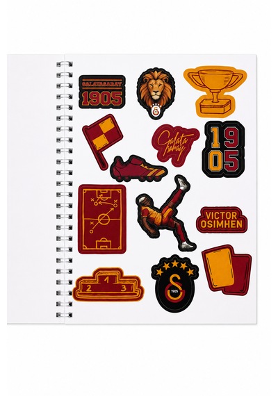 Galatasaray Lisanslı Icardi Ve Osimhen Baskılı Sticker Kitabı - 6 Sayfa 70 Parça Çıkartma Albümü Sarı - Kırmızı
