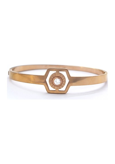 Bz 316l Çelik Rose Zirkon Tek Taşlı Spor Kelepçe Blz-488 Rose Gold
