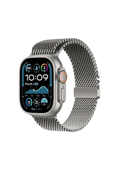 Apple Uyumlu  Watch Ultra 49mm Zore Krd-121 Metal Hasır Kordon-gri