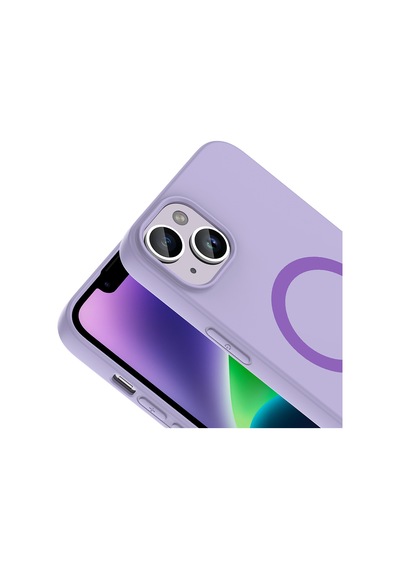 Apple iPhone Uyumlu 13 Kılıf M-safe Şarj Özellikli Zore Aris Silikon Kapak - Lila