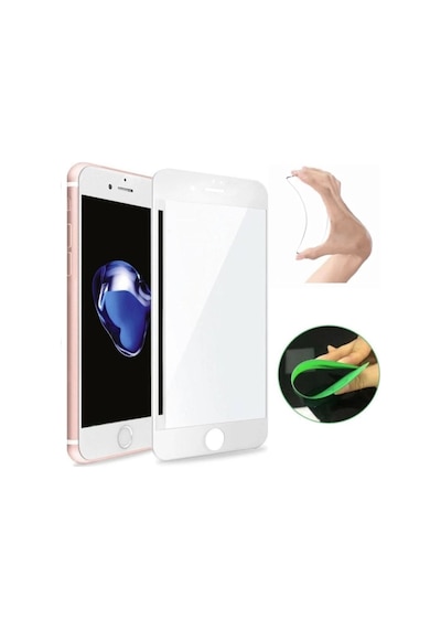 Apple Uyumlu   iPhone 6 Ekran Koruyucu Seramik Nano Cam Esnek Tam Full Kaplayan Kırılmaz Beyaz