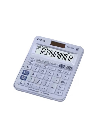 Casio Mj-120d Plus Açık Mavi İşlem Kontrollü 12 Hane Masa Üstü Hesap Makinesi Çok Renkli