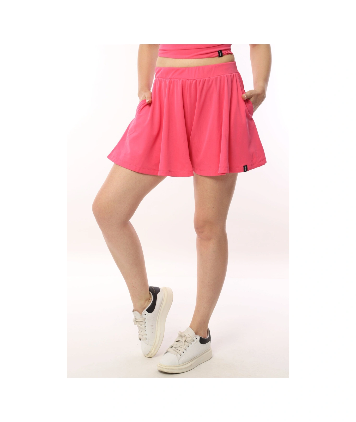 Mamayaga Kadın Beli Lastikli Esnek Spor Şık Günlük Mini Tenis Şort Etek Fuşya