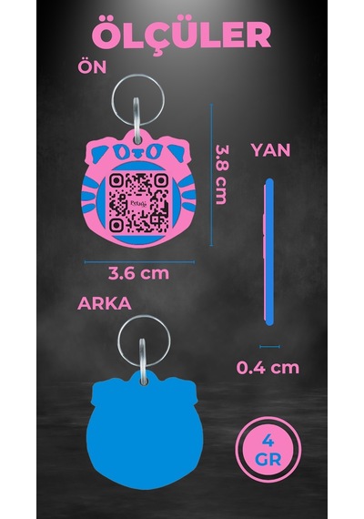 Petjoo 3.Susie Mavi-Pembe Qr'lı Kedi Künyesi