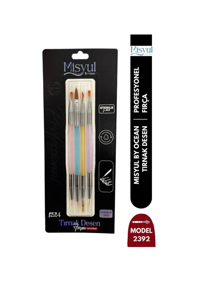 Misyul Tırnak Desen Fırçası 4'lü Çift Taraflı Renkli Mıs-2392