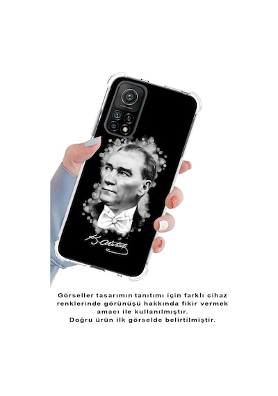 Xiaomi Redmi Note 9 Pro Köşe Korumalı Antişok Kapak Atatürk Tasarımlı Şeffaf Silikon Kılıf