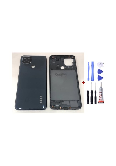 Oppo A15 Siyah Arka Cam Kapak Pil Kapağı Tamir Set B7000 Set Siyah