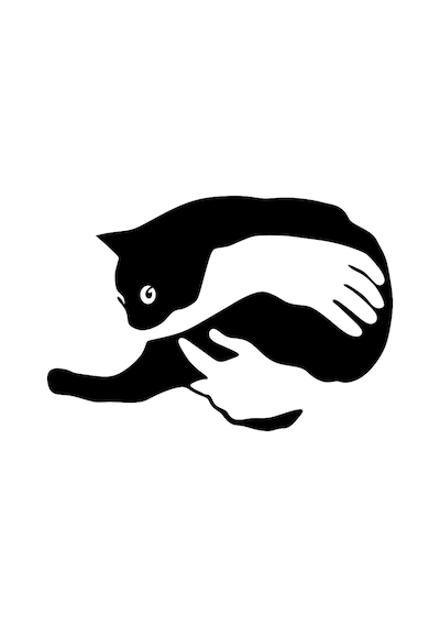 Kedi Seven El Sticker 17x17 Cm Siyah