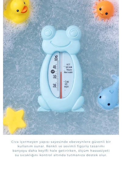 Babyjem Cıvasız Kurbağa Banyo Oda Termometresi Turkuaz