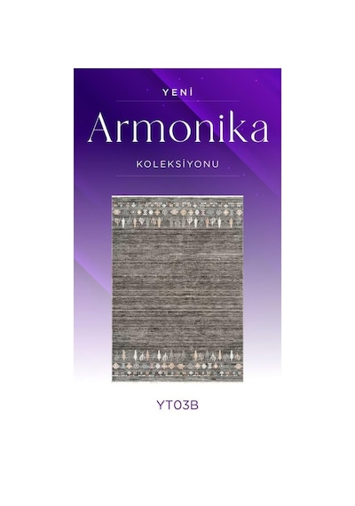 Royal Halı Armonika Yt03b Antrasit Multi Antialerjik Yumuşak Dokulu Modern Etnik Halı Çok Renkli