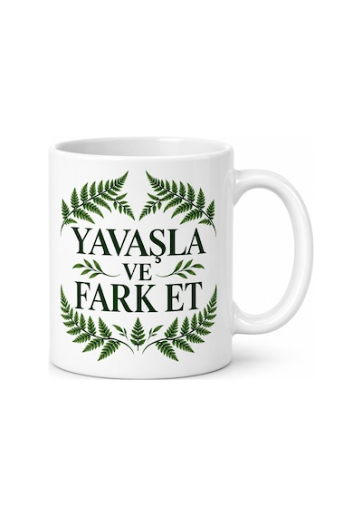 Bezos Yavaşla Ve Fark Et Tasarımlı Porselen Kupa - Model 326 22 Çok Renkli