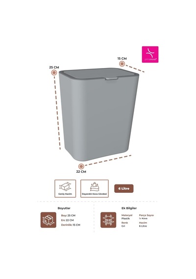 Ayrex Flıp Çöp Kovası-gri Diğer