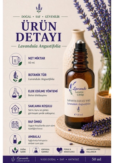 Lavande Lavanta Çiftliği Lavanta Yağı L.angustifolia RollOn 50 ML