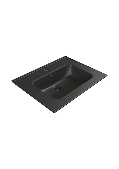 Mat Siyah Etajerli Banyo, 60 Cm Modern Görünüm 508 Yeşil