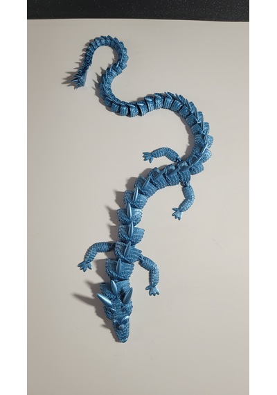 55 Cm 3d Baskı Mavi Ejderha Figürü Hareketli Eklemli Dragon Metalik Görünümlü Dekoratif Masaüstü Süs Koleksiyonluk Hediyelik