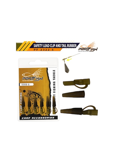 Portfish 2322-5 Safety Lead Clip And Tail Rubber 6 Adet (540076216)