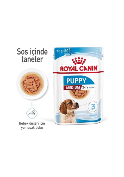 Royal Canin Medium Puppy Orta Irk Yavru Köpekler İçin Parça Etli Konserve Mama 140 Gr X 10 Adet
