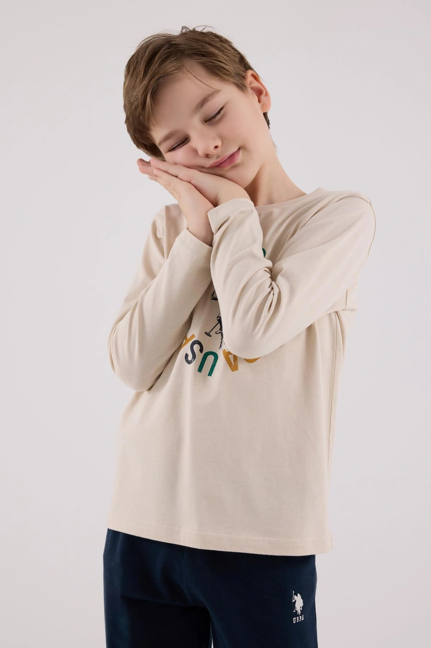 U.s. Polo Assn. Garson Erkek Uspa Logo Süprem 4 Mevsim Kumaş Uzun Kollu Lastikli Pijama Takım Bej U.s. Polo Assn. Garson Erkek Uspa Logo Süprem 4 Mevsim Kumaş Uzun Kollu Lastikli Pijama Takım Bej