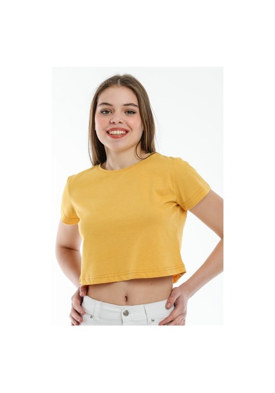 Kadın Crop Örme Tişort Spr21y13 001