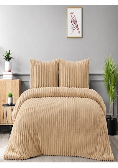 Merinos Diamond Kürk Riva Desen Comforter Set, Çift Kişilik Yorgan Seti 220x240 Kahve