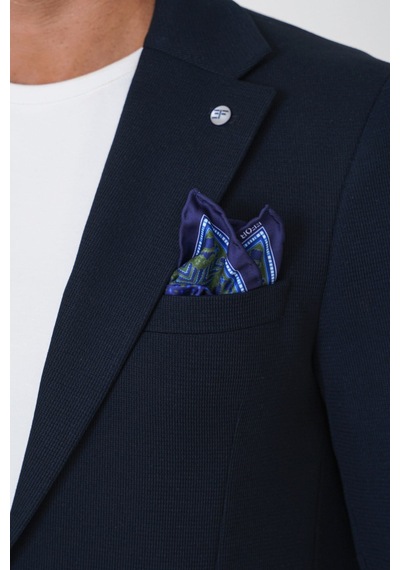 Slim Fit Torba Cepli Esnek Yünlü Lacivert Ceket C 745