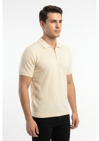 Baglan Erkek Spor Polo Yaka Triko Tişört Bgl-st05371 Ekru