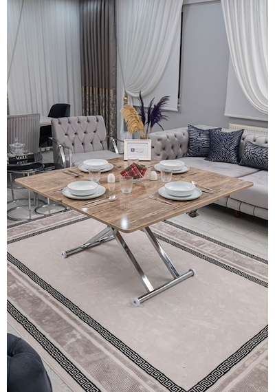 Home Üst Tabla Mdf Antiklayt Oval Köşe Alt Krom
