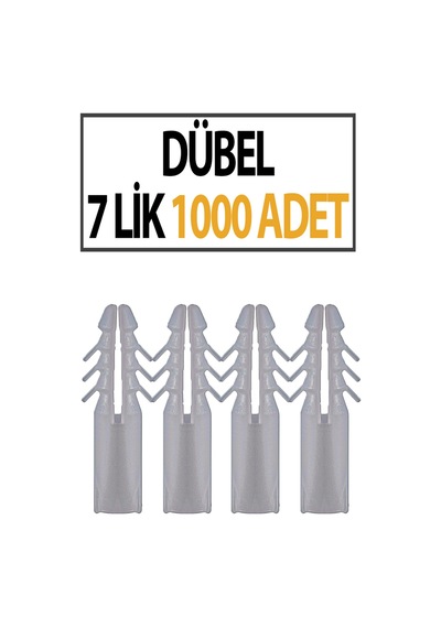Plastik Dübel 7 Mm 1000 Adet Sağlam Tutuş, Uzun Ömürlü Ve Güvenli Sabitleme Diğer