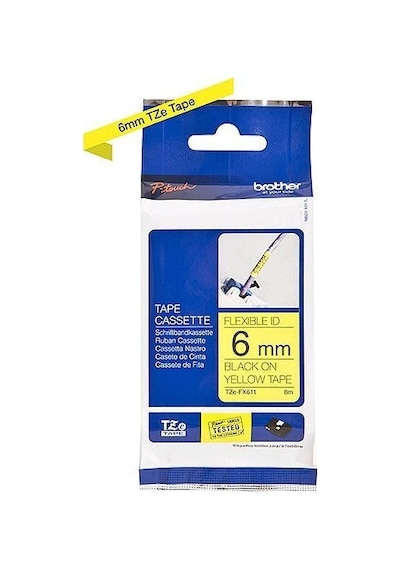 Tonersepeti Brother Tze-fx611 Sarı Üzerine Siyah Etiket Şeridi