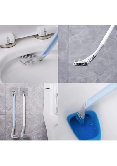 Cmt Ergonomik Tasarımlı Silikon Tuvalet Fırçası Beyaz/mavi Renk İle Derin Temizlik Sağlar - 7697710148520