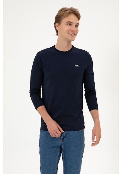 U.S. Polo Assn. Erkek Slim Fit Bisiklet Yaka Lacivert Süprem Basic Sweatshirt 50313744-VR033