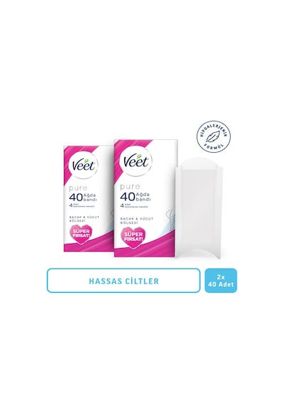 Veet Pure Bacak ve Vücut Bölgesi için Sir Ağda Bandı 20'li x 2