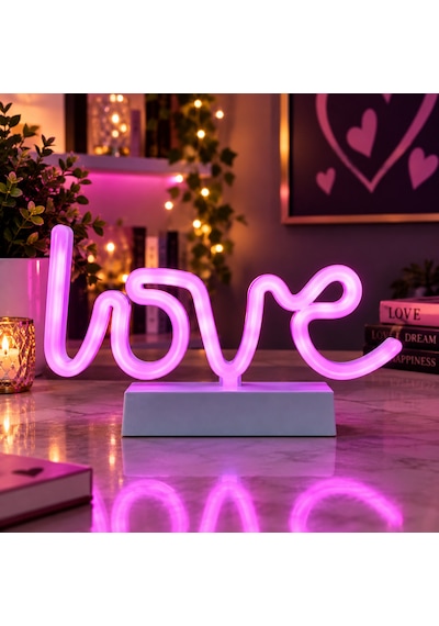 Vıp Yüksek Kalite Neon Pembe Işıklı Love Yazısı Yılbaşı Işıkları Noel Dekor Süsleme Işığı Love Yazı