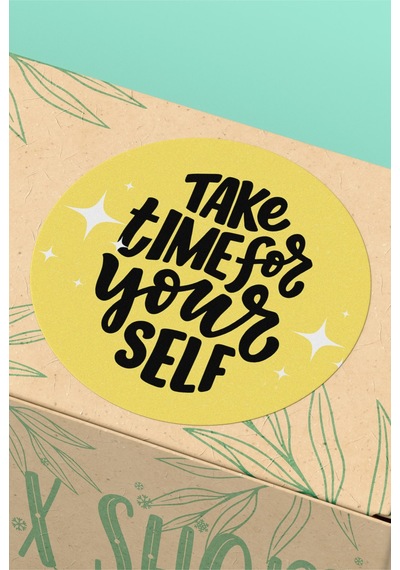 Take Time For Yourself Yuvarlak Sticker Etiket 3x3cm St2406 Çok Renkli