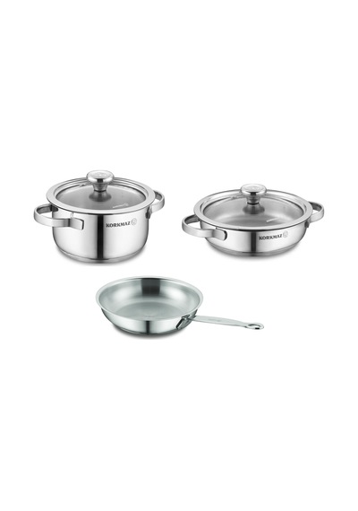 Korkmaz Minika Inox Indüksiyonlu Çelik Tencere Tava Mama Seti