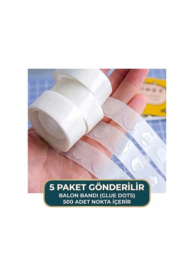 Bakgelal Şeffaf Balon Yapıştırma Bandı 5 Li Set - Doğum Günü Ve Parti Süsleme Çift Taraflı Yapıştırıcı - 9035502515555 0  -  99