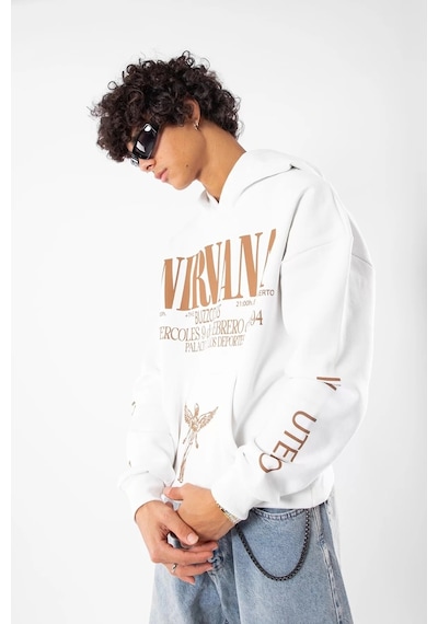 Nirvana Sırt Baskılı Unisex Oversize Beyaz Beyaz