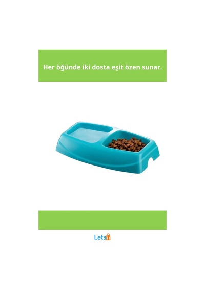 1. Sınıf Plastik İkili Büyük Mama Kabı 30,5cm Mor, Mavi, Yeşil, Pembe