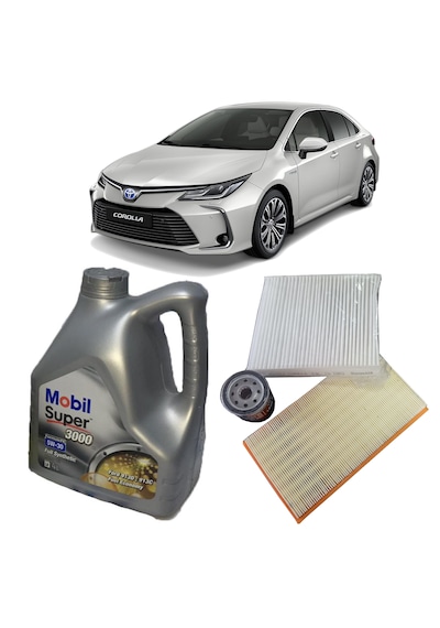 2019-2022 Toyota Corolla 1.2 1.5 1.6 Vvti Benzinli Modeller İçin Yağ Bakım Seti Mobil 5w 30 3'lü filtre seti+motor yağı