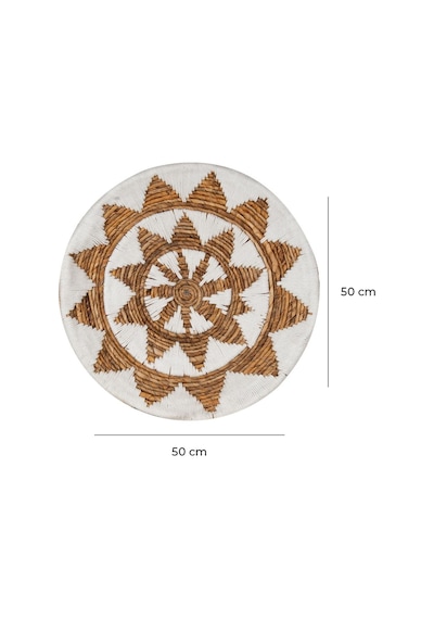 Bohem Hasır Yuvarlak Duvar Dekoru Bambu Ve Makrome İle Yapılan Duvar Süsü 50 Cm X 50 Cm-74