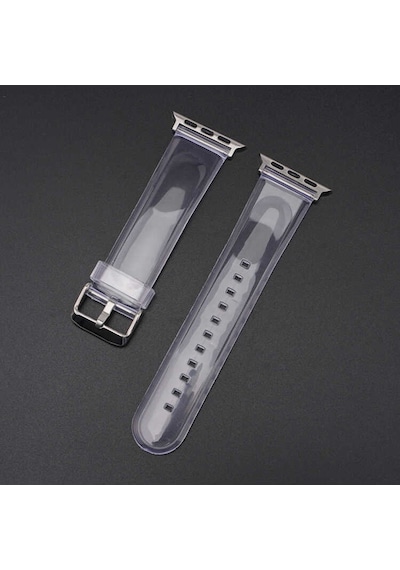 Apple Uyumlu  Watch 7 41mm Krd-13 Şeffaf Silikon Kordon