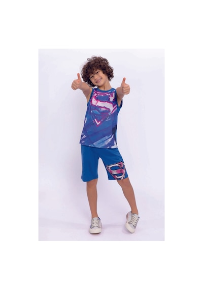 Disney Superman L1494 Lisanslı Erkek Çocuk Bermuda Takım Beyaz - Çok Renkli