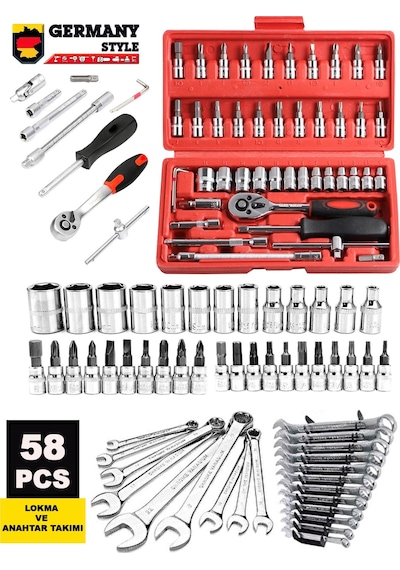 Germany Style 58 Parça 46mini Lokma Takımı Otomatik Cırcırlı 1/4