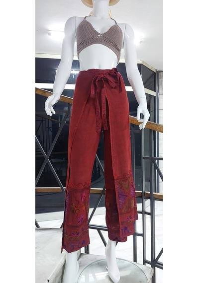 Eren Style Otantik Nakış İşlemeli Harem Şalvar Bulmaca Pantolon 103 Cm -8719 Kiremit