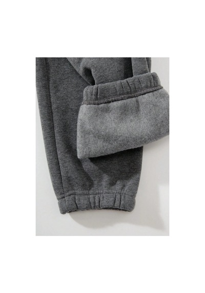 Tarzsokak Letter Graphic Thermal Lined 4 Mevsim Eşofman Gri