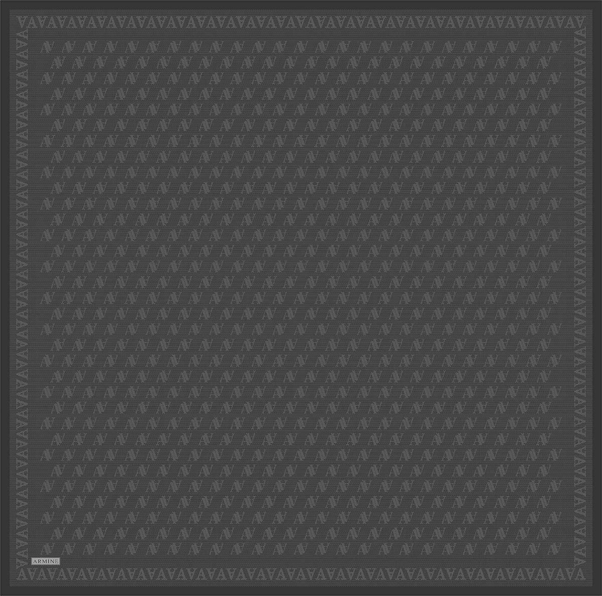 Armine Monogram Desenli Saf İpek Twill Eşarp 9412d 01 Füme