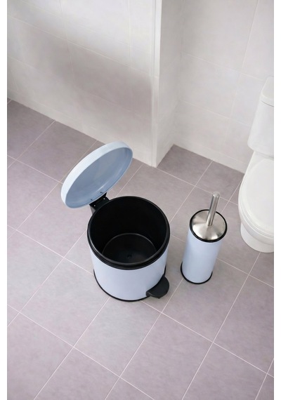 Sas Haus Mavi 2'li Banyo Seti - Metal Çöp Kovası 3 Lt Ve Wc Fırçası Takımı Elit 7200 Mavi